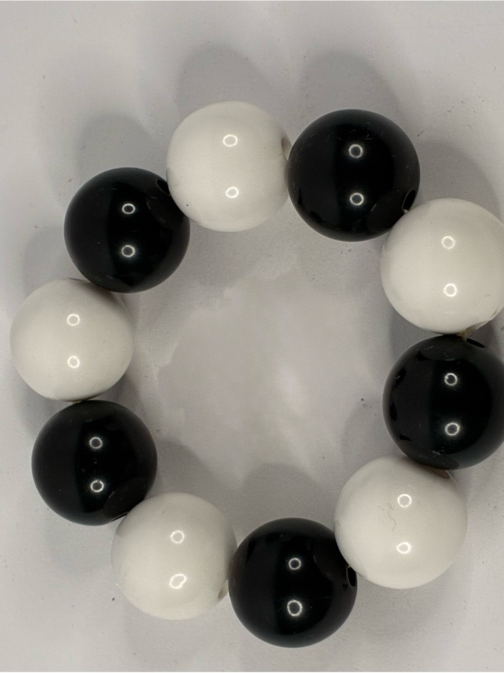 Black and White Chunky Bead Stretch Bracelet